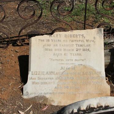 ROBERTS Charles 1822-1882 &amp; Mary -1884 :: BLACK Lizzie Ann nee ROBERTS -1895