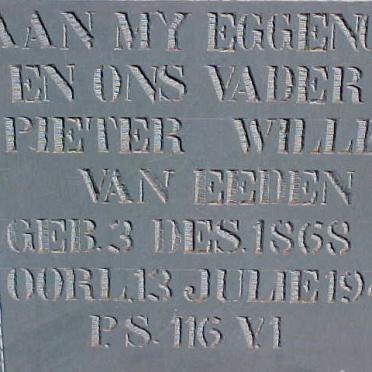 EEDEN Pieter Willem, van 1868-1943