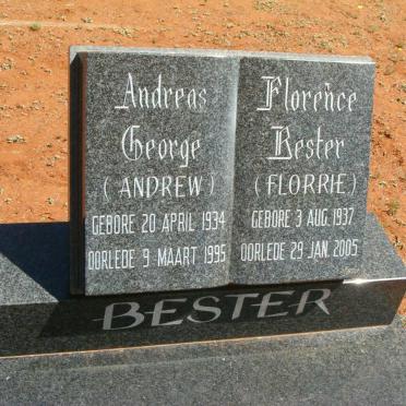 BESTER Andreas George 1934-1995 &amp; Florence 1937-2005