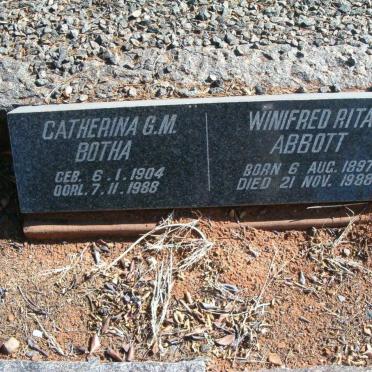 BOTHA Catherina G.M. 1904-1988 :: ABBOTT  Winifred Rita 1897-1988