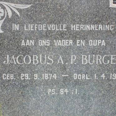 BURGER Jacobus A.P. 1874-1962