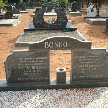 BOSHOFF Willem Hendrik 1900-1986 &amp; Elizabeth V. VUUREN 1910-