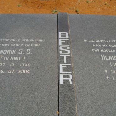 BESTER Hendrik S.C. 1940-2004 &amp; Hendrina 1941-1996 
