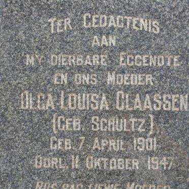 CLAASSEN Olga Louisa nee SCHULTZ 1901-1947
