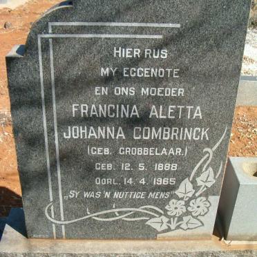COMBRINCK Francina Aletta Johanna nee GROBBELAAR 1888-1965