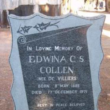 COLLEN Edwina C.S. nee DE VILLIERS 1889-1971