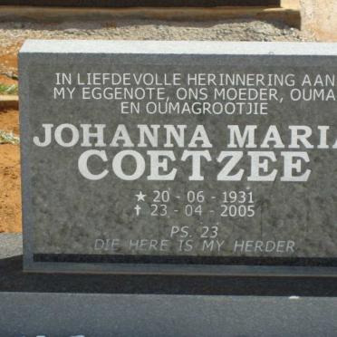 COETZEE Johanna Maria 1931-2005