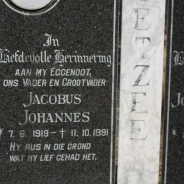 COETZEE Jacobus Johannes 1919-1991 &amp;  Johanna Susanna Elizabeth 1923-2000 