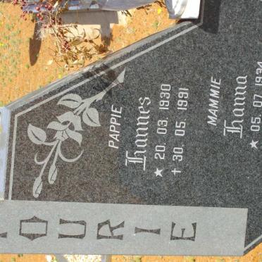 FOURIE Hannes 1930-1991 &amp; Hanna 1934-1994