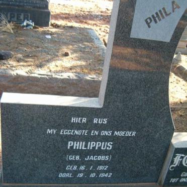FOURIE Philippus nee JACOBS 1912-1942