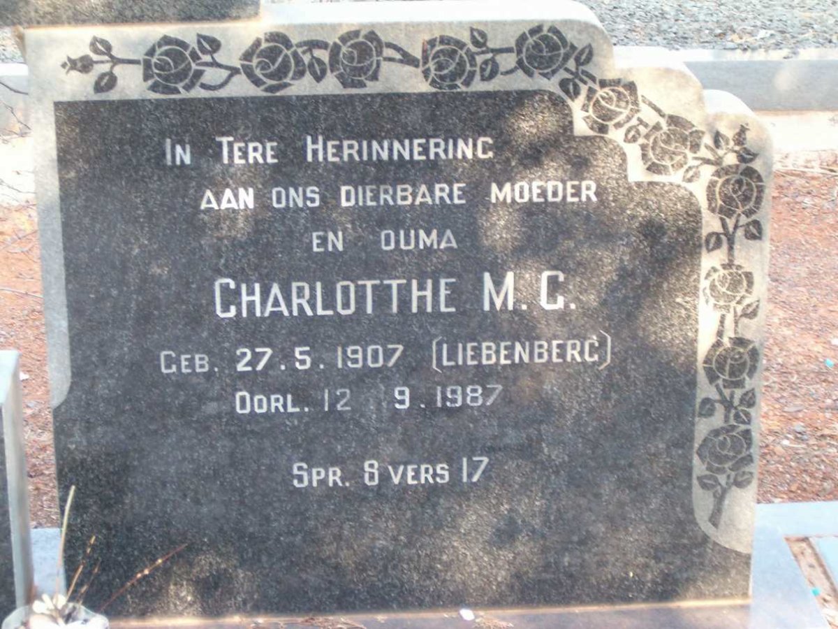 GROBLER Charlotthe M.C. nee LIEBENBERG 1907-1987