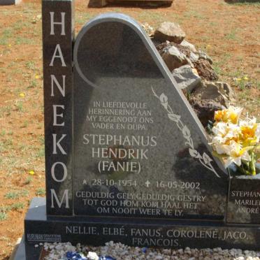 HANEKOM Stephanus Hendrik 1954-2002