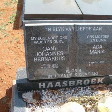 HAASBROEK Johannes Bernardus 1923-2003 &amp; Ada Maria 1932-