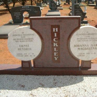 HICKLEY Ernst Hendrik 1918-2000 &amp; Johanna Maria Magdalena 1920- 