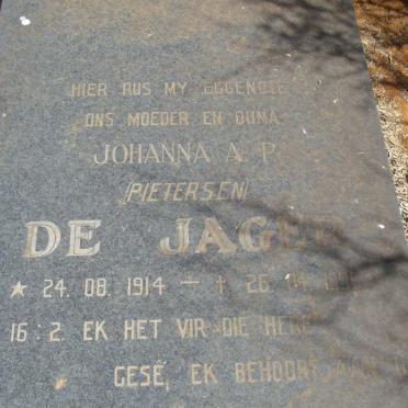 JAGER Johanna A.P., de nee PIETERSEN 1914-1995