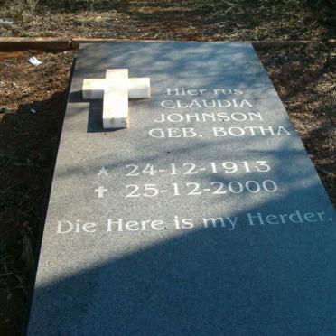 JOHNSON Claudia nee BOTHA 1913-2000