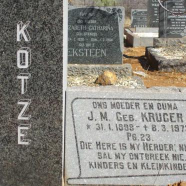 KOTZE J.M. nee KRUGER 1899-1973