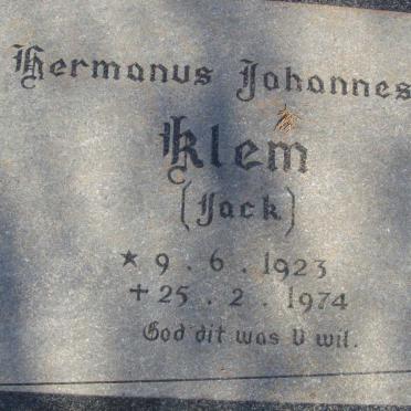 KLEM Hermanus Johannes 1923-1974