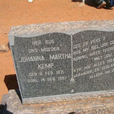 KEMP Johanna Martha 1871-1957