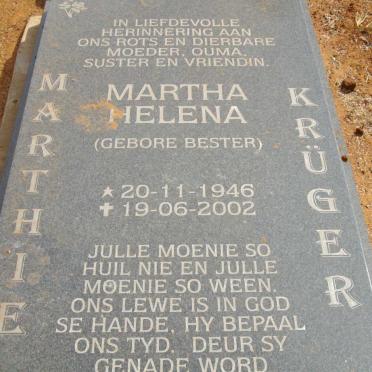 KRUGER Martha Helena nee BESTER 1946-2002