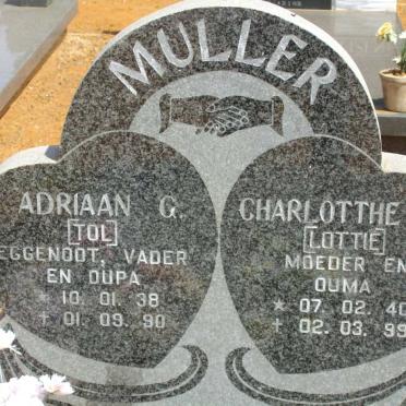 MULLER Adriaan G. 1938-1990 &amp; Charlotthe M. 1940-1999