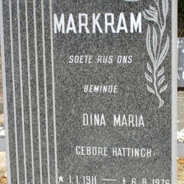 MARKRAM Dina Maria nee HATTINGH 1911-1976