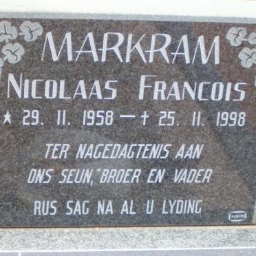 MARKRAM Nicolaas Francois 1958-1998