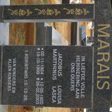MARAIS Jacobus Marthinus 1924-1999 &amp; Louisa Lasea 1920-2003
