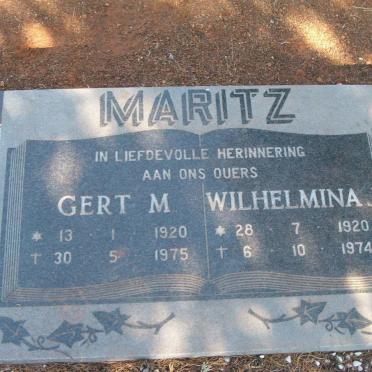 MARITZ Gert M. 1920-1975 &amp; Wilhelmina J. 1920-1974