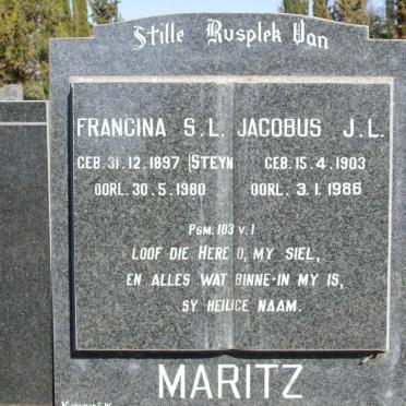 MARITZ Jacobus J.L. 1903-1986 &amp; Francina S.L. STEYN 1897-1980