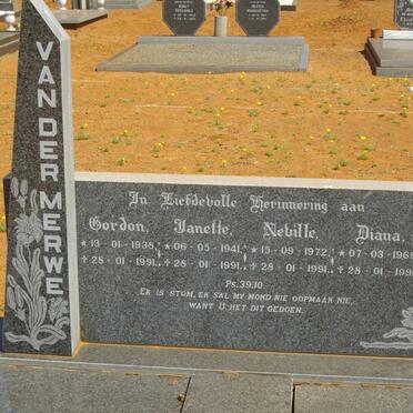 MERWE Gordon, van der 1938-1991 &amp; Janette 1941-1991 :: VAN DER MERWE Diana 1969-1991 :: VAN DER MERWE Neville 1972-1991