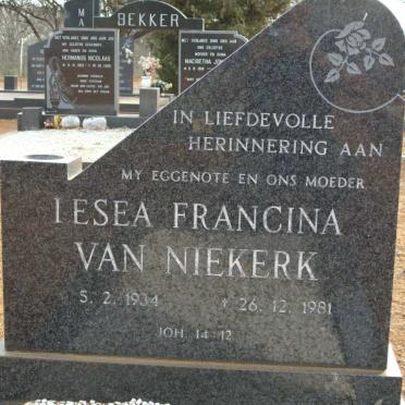 NIEKERK Iesea Francina, van 1934-1981