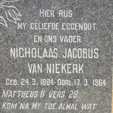 NIEKERK Nicholaas Jacobus, van 1884-1964