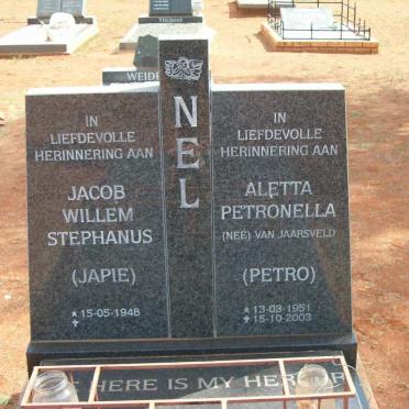 NEL Jacob Willem Stephanus 1948- &amp; Aletta Petronella VAN JAARSVELD 1951-2003