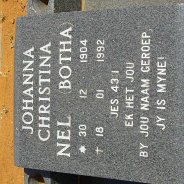 NEL Johanna Christina nee BOTHA 1904-1992