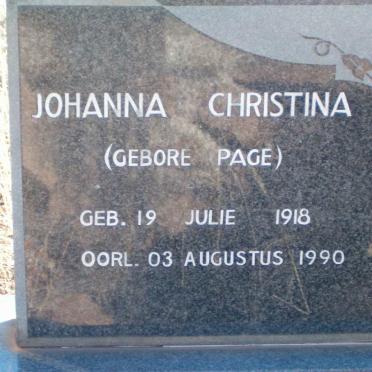 OOSTHUIZEN Johanna Christina nee PAGE 1918-1990