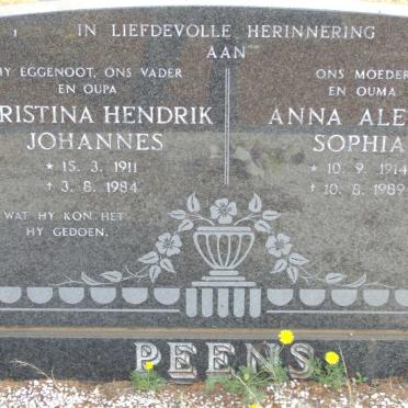 PEENS Christina Hendrik Johannes 1911-1984 &amp; Anna Aletta Sophia 1914-1989