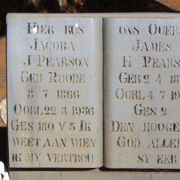 PEARSON James H. 1860-1935 &amp; Jacoba J. ROODE 1866-1936