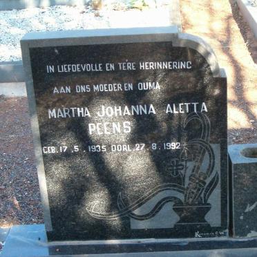 PEENS Martha Johanna Aletta 1935-1992