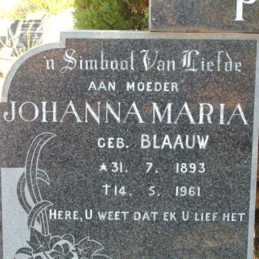 PIETERSE Johanna Maria nee BLAAUW 1893-1961