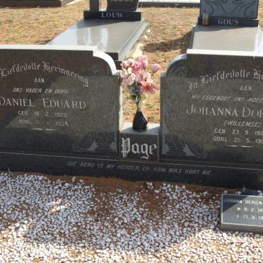 PAGE Daniel Eduard 1920-1994 &amp; Johanna Dorathea WILLEMSE 1925-1987 :: PAGE Johann Derick 1960-1989 