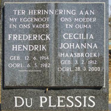 PLESSIS Frederick Hendrik, du 1914-1982 &amp; Cecilia Johanna HAASBROEK 1912-2000