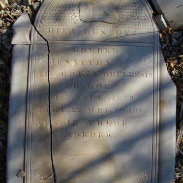 PLESSIS Jenettha Hendrina, du nee KOK 1853-1940