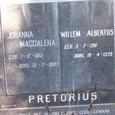 PRETORIUS Willem Albertus 1911-1975 &amp; Johanna Magdalena 1912-1987