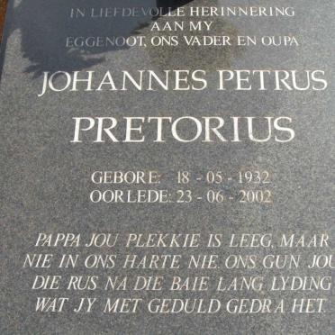 PRETORIUS Johannes Petrus 1932-2002 &amp; Martha Christina 1930-