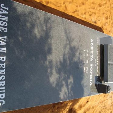 RENSBURG Aletta Sophia, Janse van 1927-2009