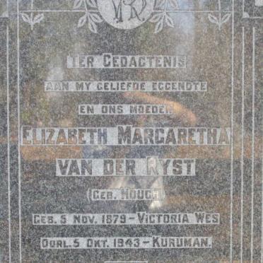 RYST Elizabeth Margaretha, van der nee HOUGH 1879-1943