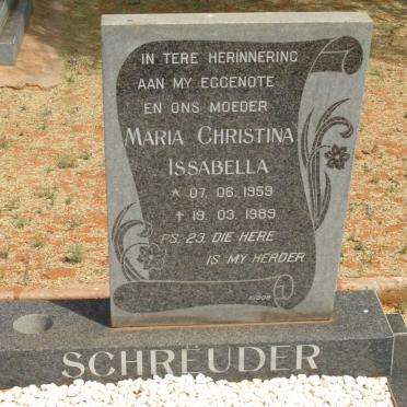 SCHREUDER Maria Christina Issabella 1959-1989