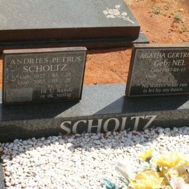 SCHOLTZ Andries Petrus 1927-2003 &amp; Agatha Gertruida NEL 1937-