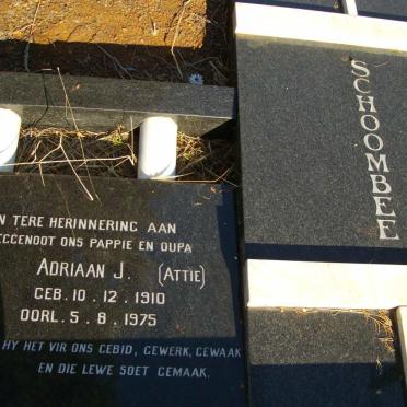 SCHOOMBEE Adriaan J. 1910-1975 &amp; Anna C. DUVENHAGE 1921-2001